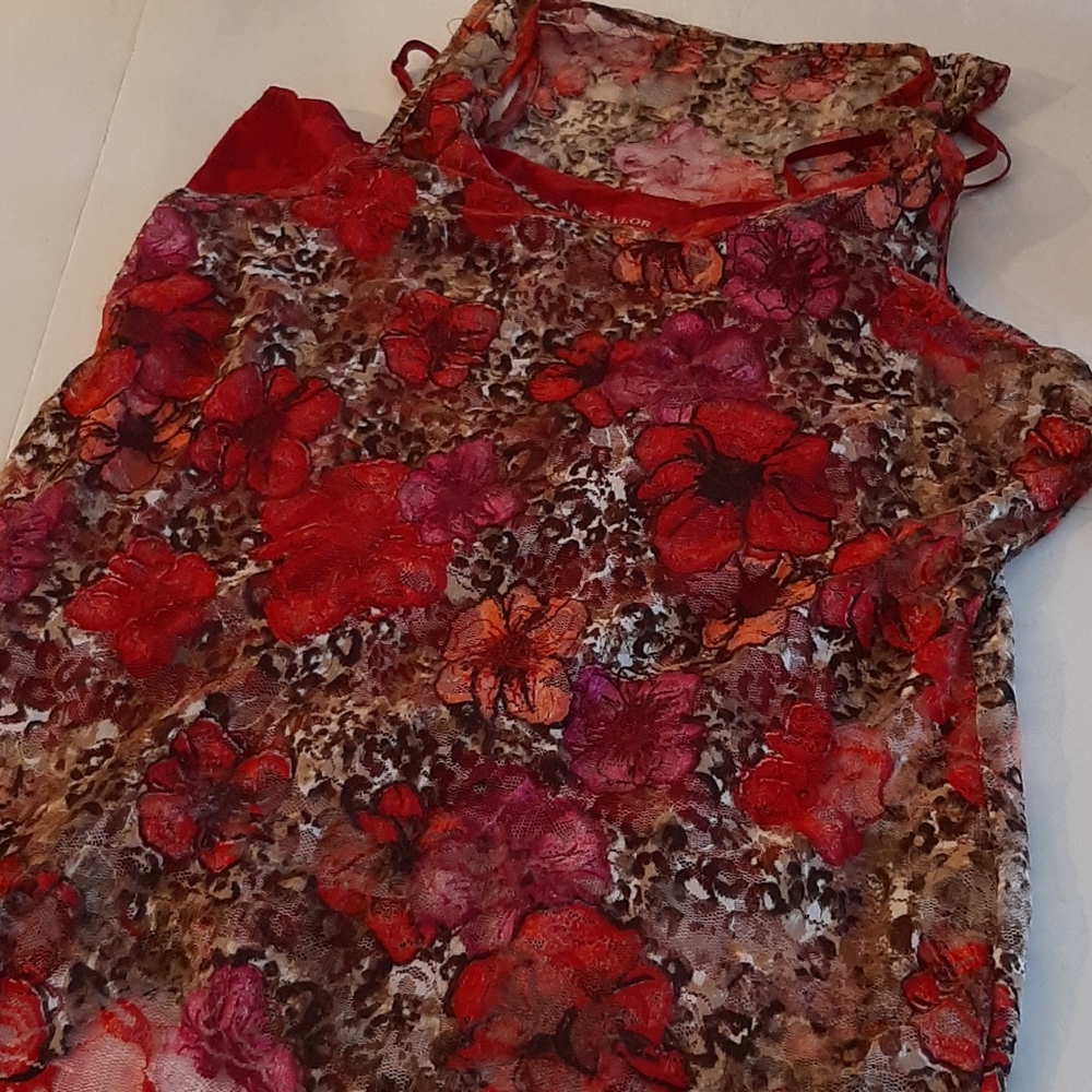 Ann Taylor beautiful sleeveless lace top with cami